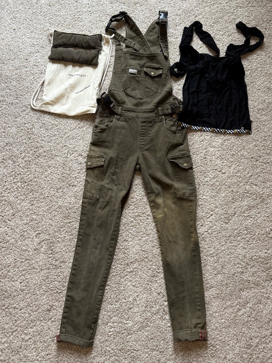 The Mumsie Pants - Mumsie Olive green Cargo Overalls Jumpsuit - Women's